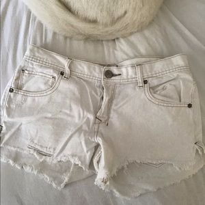 Free People White Denim Shorts